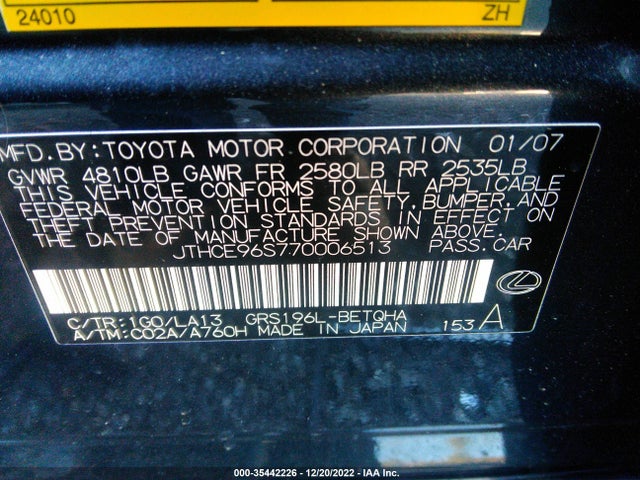 JTHCE96S770006513 Lexus GS 350