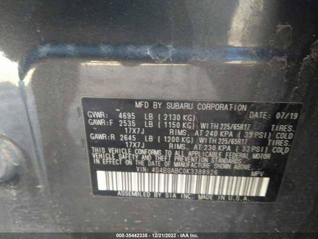 Subaru Outback 2019 4S4BSABC0K3388926 Image 9