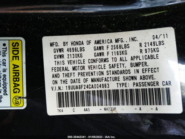 Acura Tl Auto 2012 19UUA8F24CA004963 Image 9