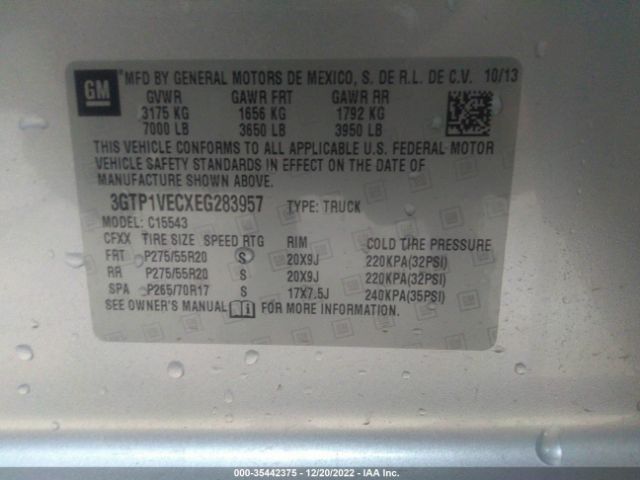3GTP1VECXEG283957 GMC Sierra 1500 Slt