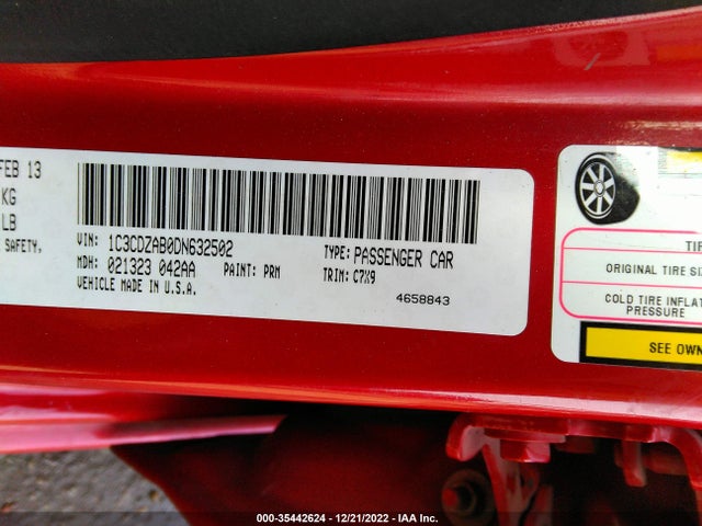 2013 DODGE AVENGER SE VIN: 1C3CDZAB0DN632502