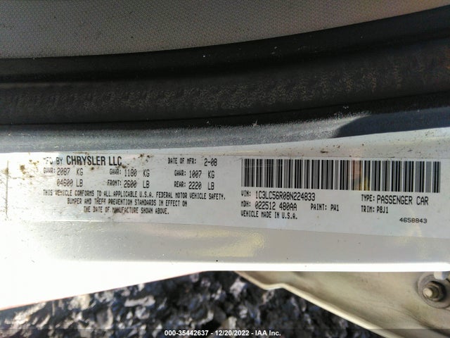 1C3LC56R08N224833 Chrysler Sebring Touring