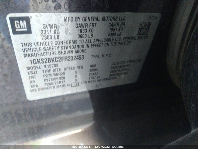 2015 GMC Yukon, VIN: 1GKS2BKC2FR232453