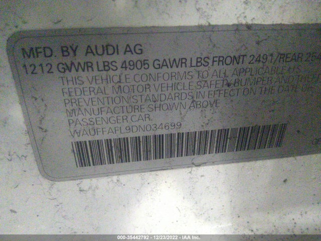 WAUFFAFL9DN034699 Audi A4 Premium Plus