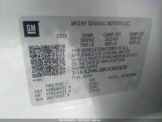 1GKS2HKJ8KR303439 GMC YUKON XL DENALI