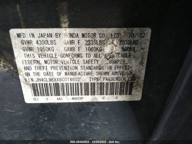 Acura TSX 2008 JH4CL968X8C014602 Image 9