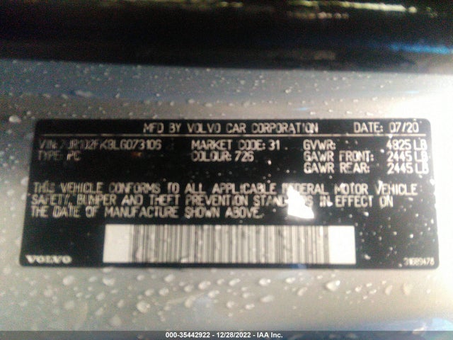 2020 Volvo S60, VIN: 7JR102FK8LG073106