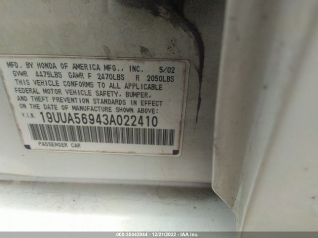 19UUA56943A022410 Acura Tl Type S W