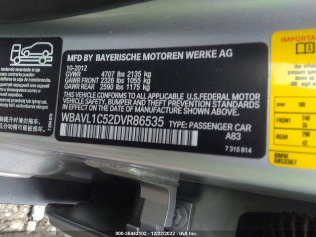2013 BMW X1 XDRIVE28I VIN: WBAVL1C52DVR86535