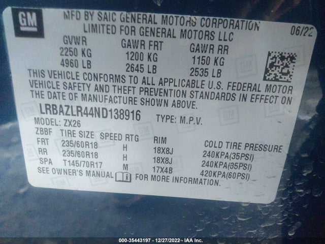 2022 Buick Envision, VIN: LRBAZLR44ND138916