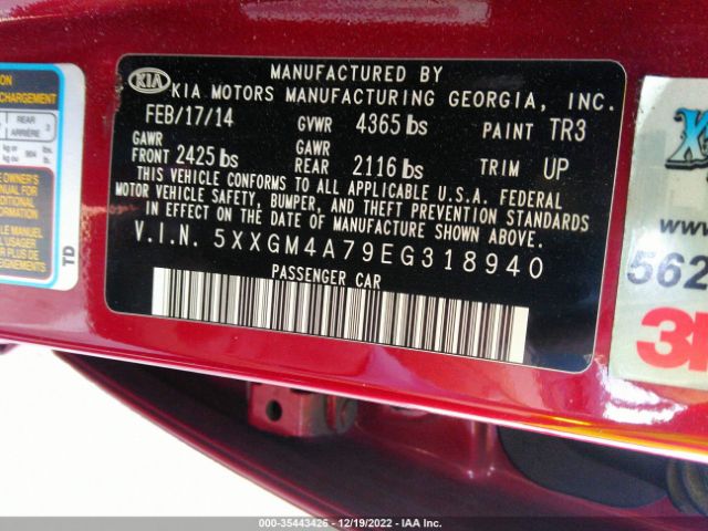5XXGM4A79EG318940 KIA Optima