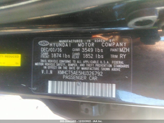 2017 Hyundai Accent, VIN: KMHCT5AE5HU326792