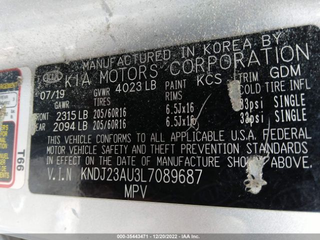 KNDJ23AU3L7089687 KIA SOUL LX
