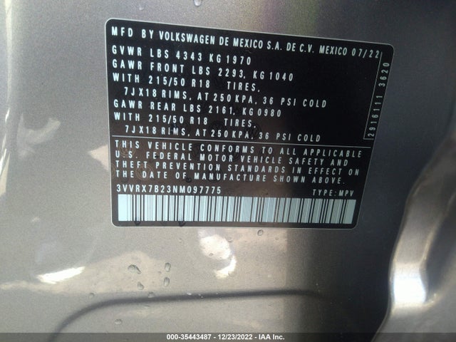 Volkswagen TAOS SE 2022 3VVRX7B23NM097775 Image 11