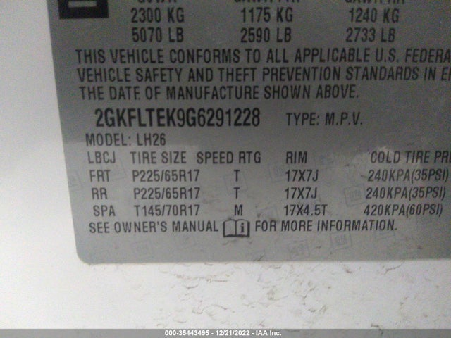 2016 GMC Terrain, VIN: 2GKFLTEK9G6291228
