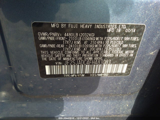 2015 Subaru Forester, VIN: JF2SJADC4FH483083
