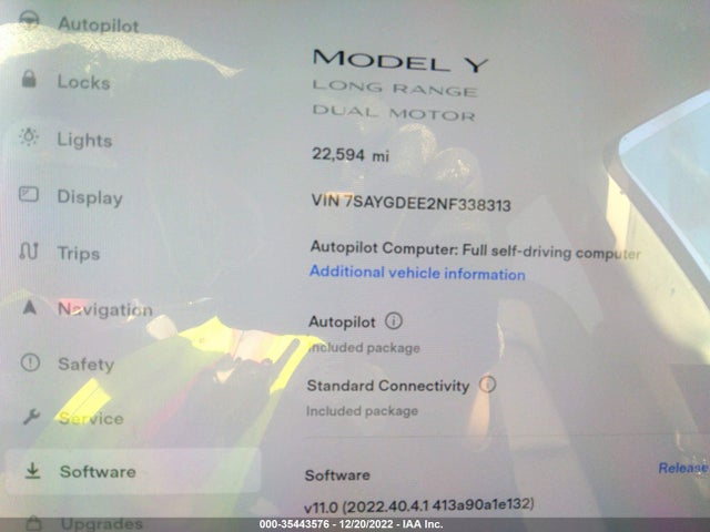 Tesla Model Y Long Range 2022 7SAYGDEE2NF338313 Image 7