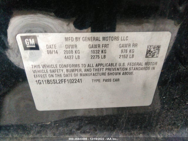 Chevrolet MALIBU LS 2015 1G11B5SL2FF102241 Image 9