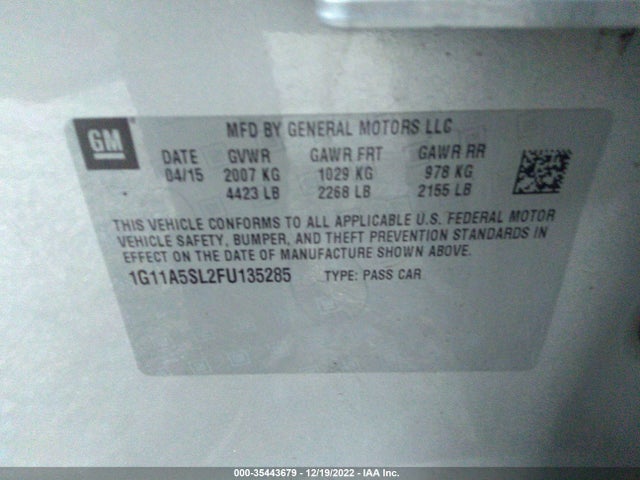 Chevrolet MALIBU LS 2015 1G11A5SL2FU135285 Image 10