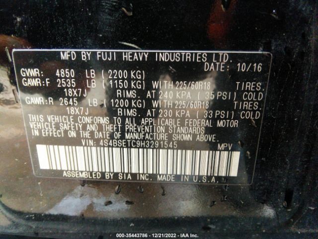 4S4BSETC9H3291545 Subaru Outback Touring