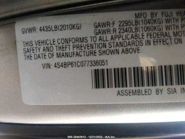 Subaru LEGACY WAGON 2007 4S4BP61C077336051 Image 10