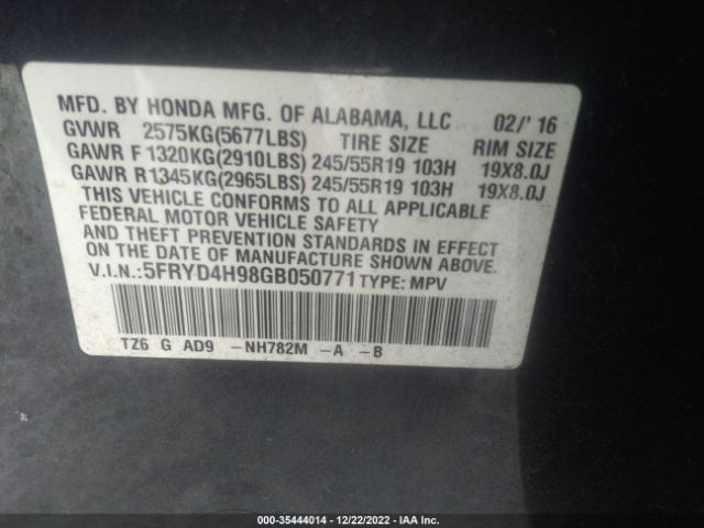 5FRYD4H98GB050771 Acura Mdx W/advance/w/advance