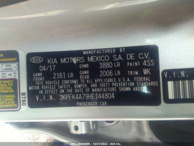 3KPFK4A79HE144804 KIA FORTE LX