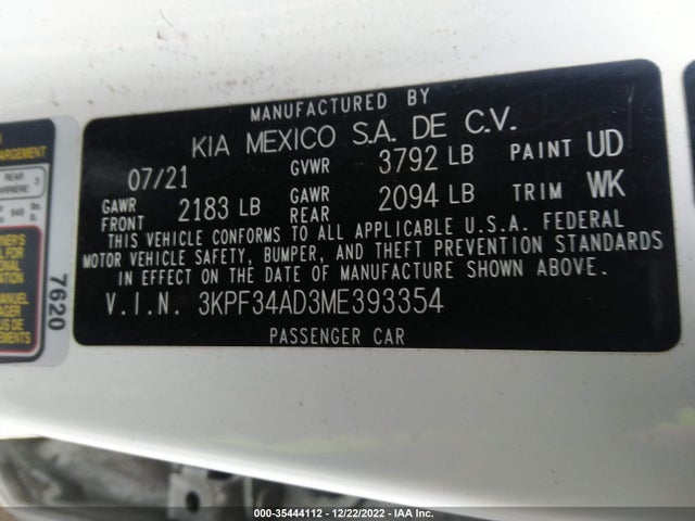2021 Kia Forte, VIN: 3KPF34AD3ME393354