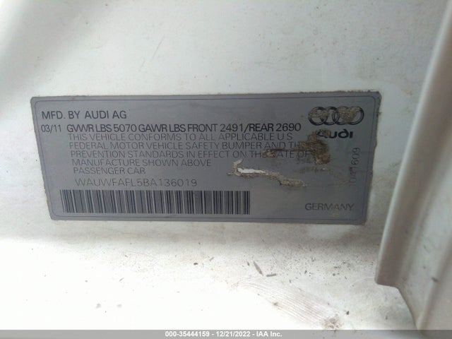 WAUWFAFL5BA136019 Audi A4 2.0t Premium  Plus