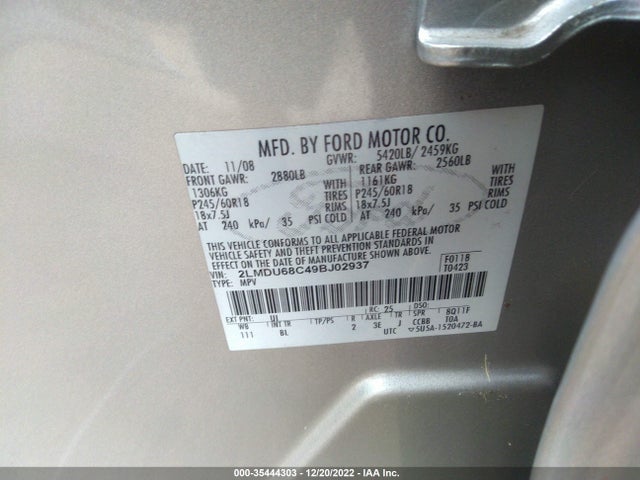 Lincoln MKX 2009 2LMDU68C49BJ02937 Image 10