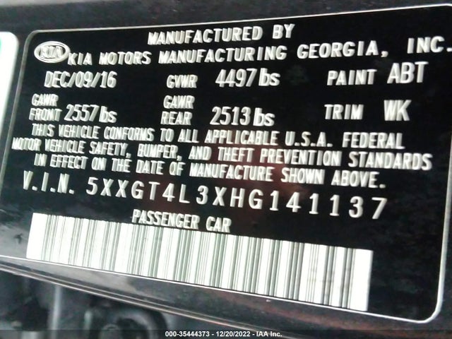 KIA Optima Lx 2017 5XXGT4L3XHG141137 Image 10