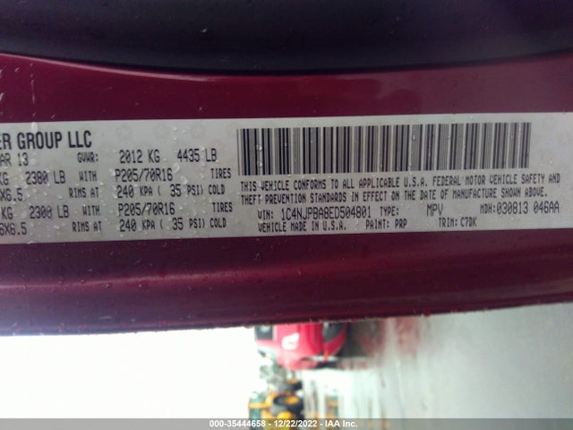 1C4NJPBA8ED504801 Jeep Patriot Sport/altitude