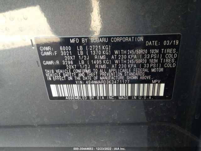 4S4WMARD3K3471177 Subaru Ascent Touring