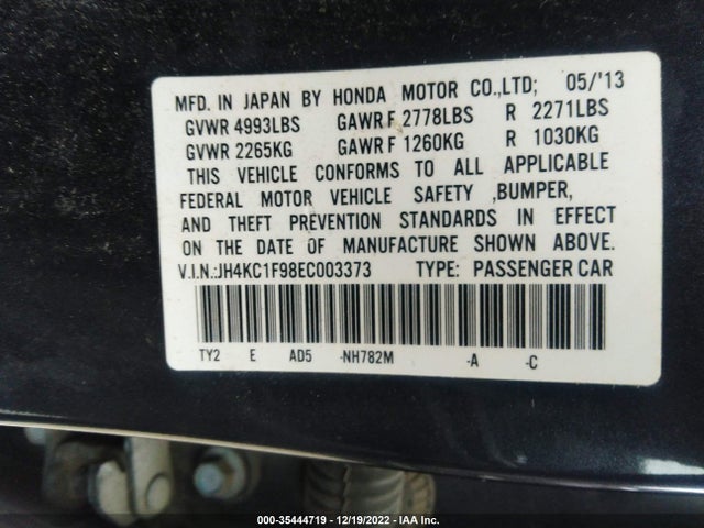 Acura Rlx Advance Pkg 2014 JH4KC1F98EC003373 Image 9