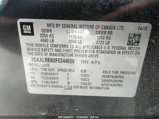 GMC Terrain Sle 2015 2GKALREK8F6344609 Image 10