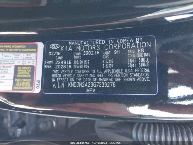 KNDJN2A29G7339276 KIA Soul Base