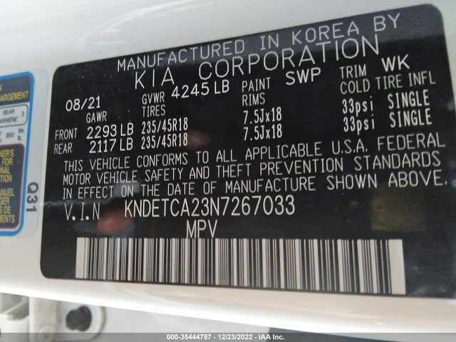 2022 Kia Seltos, VIN: KNDETCA23N7267033