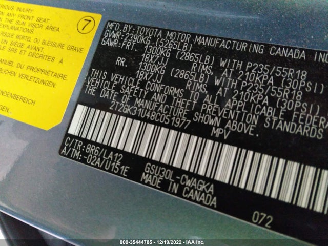 2T2GK31U48C051977 Lexus RX 350