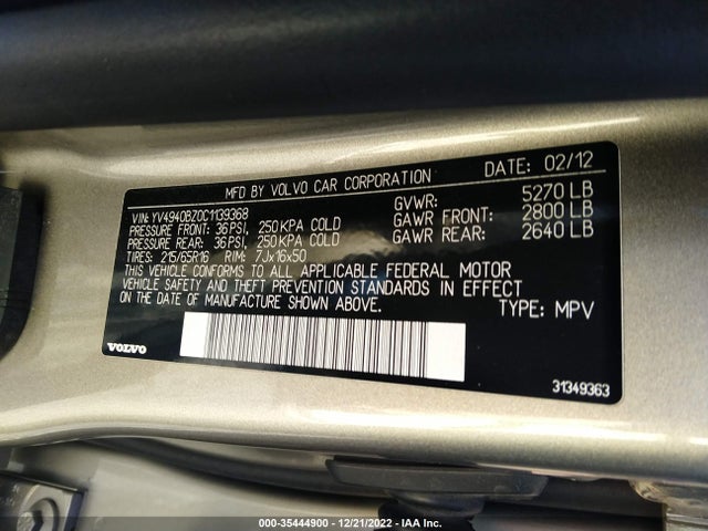 Volvo XC70 2012 YV4940BZ0C1139368 Image 9