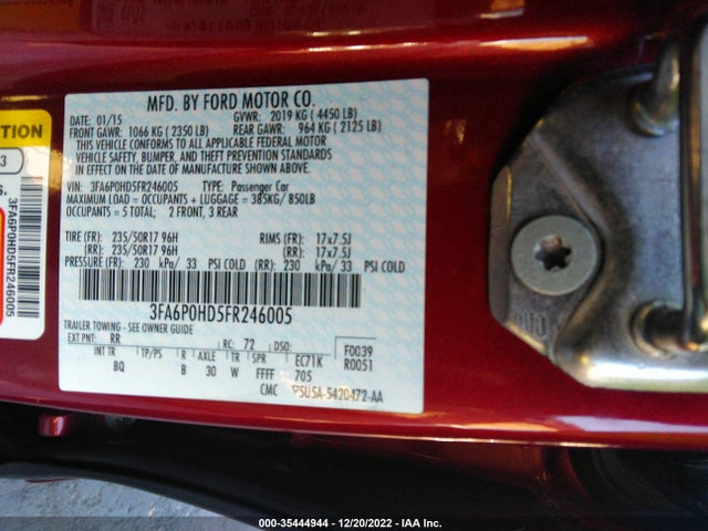 2015 Ford Fusion, VIN: 3FA6P0HD5FR246005