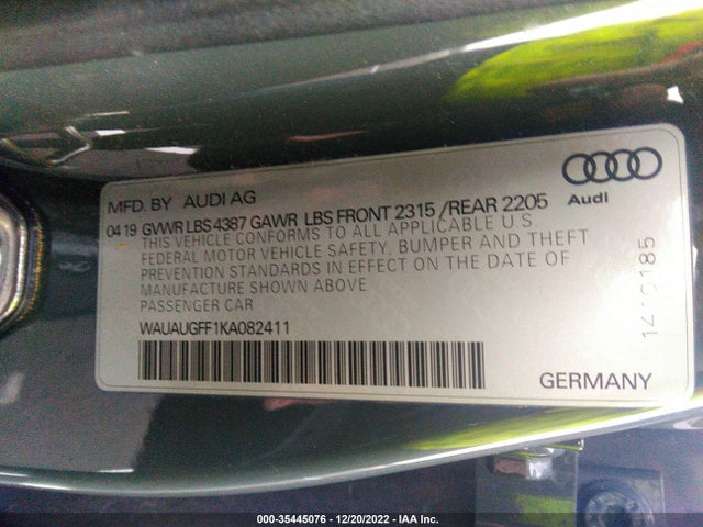 2019 Audi A3, VIN: WAUAUGFF1KA082411