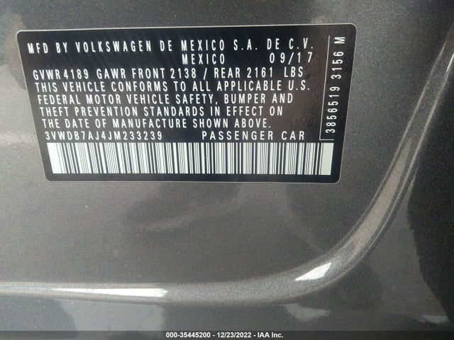 2018 Volkswagen Jetta, VIN: 3VWDB7AJ4JM233239