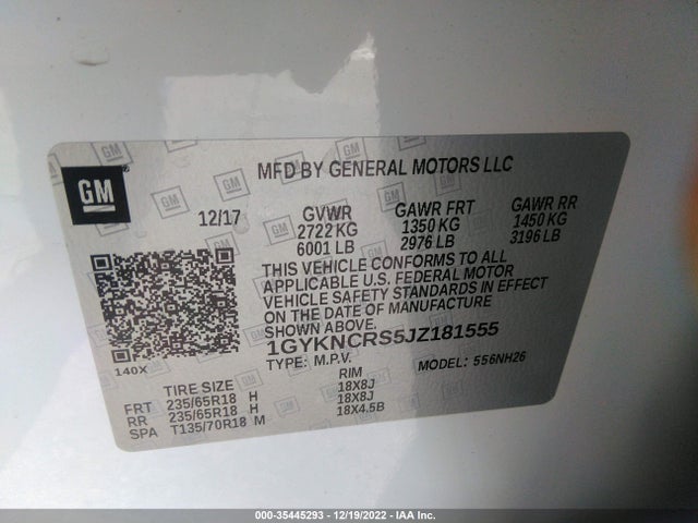 2018 Cadillac XT5, VIN: 1GYKNCRS5JZ181555