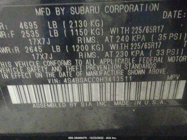 Subaru Outback 2017 4S4BSACC0H3413511 Image 10