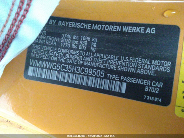 WMWWG5C35H3C99505 Mini Convertible Cooper