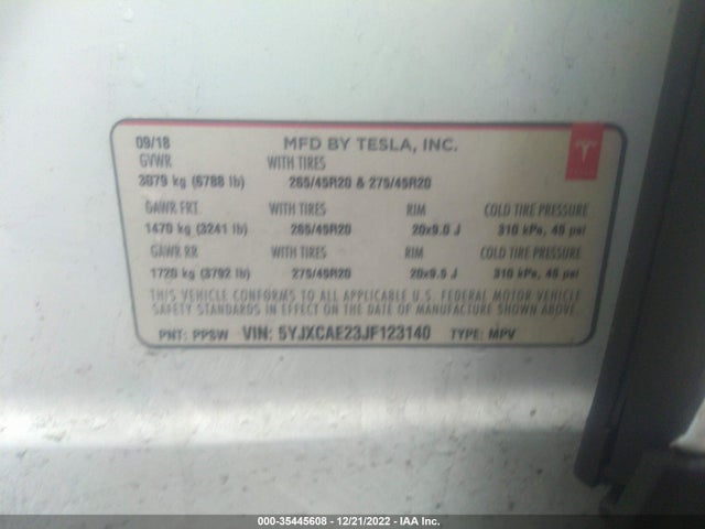 Tesla Model X 75d/100d/p100d 2018 5YJXCAE23JF123140 Image 11