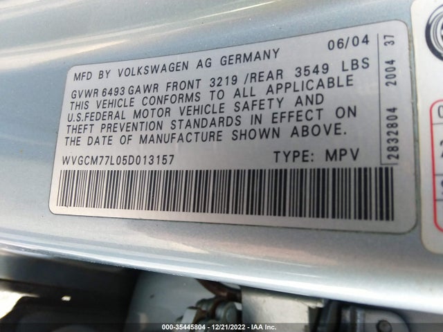 Volkswagen Touareg 2005 WVGCM77L05D013157 Image 10