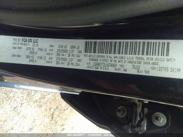 2020 RAM 1500 LONE STAR VIN: 1C6RREFT2LN270924
