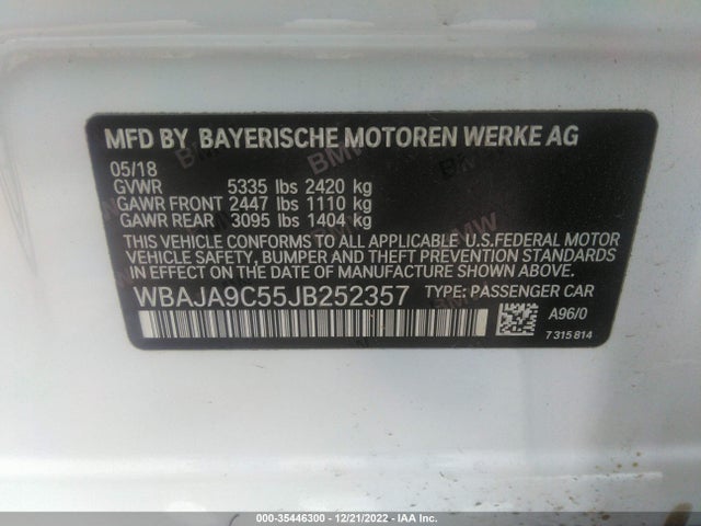 BMW 5 Series 530e Iperformance 2018 WBAJA9C55JB252357 Image 9