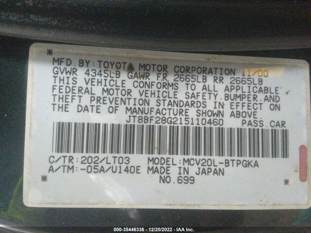 Lexus ES 300 2001 JT8BF28G215110460 Image 10